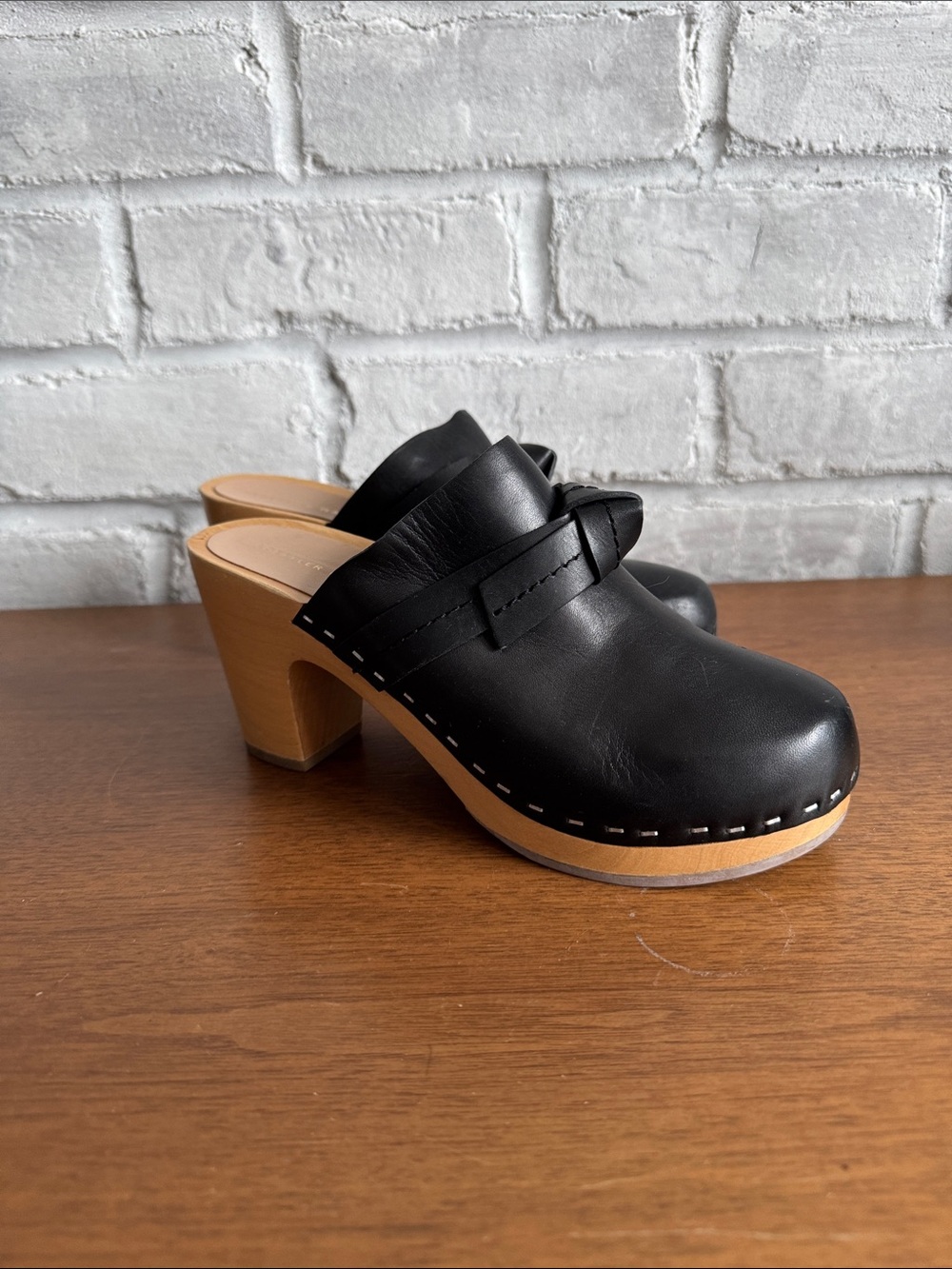 Loeffler Randall Black Leather Clogs
